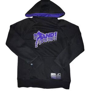 AND1 Basketball Pullover Hoodie Size Small Black Purple Athletic Hoodie